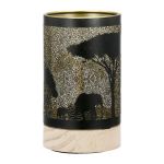Φανάρι (Led) Κυλινδρικό Μοτίβο Ελέφαντα Μεταλλικό Μαύρο D9X15Cm D9X15Cm