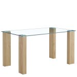 Τραπέζι Τραπεζαρίας ArteLibre ASHMOOR Φυσικό Γυαλί/Ξύλο 140x80x75cm