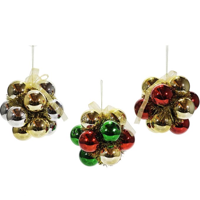 Χριστουγεννιάτικη Μπάλα Κόκκινο/Χρυσό/Πράσινο Φ18cm Σε 3 Σχέδια