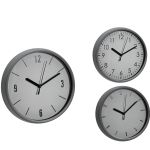 Ρολόι Τοίχου Γκρι/Πλαστικό Φ20cm Σε 3 Σχέδια