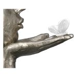 Διακοσμητικό ArteLibre Πρόσωπο Κρατεί Πεταλούδα Σε Βάση Ασημί/Μαύρο Polyresin 16.5x10x34cm