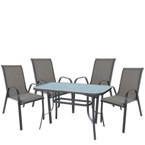 Σετ Τραπεζαρία Κήπου ArteLibre SUN Μέταλλο Γκρι Με 4 Πολυθρόνες 14990109