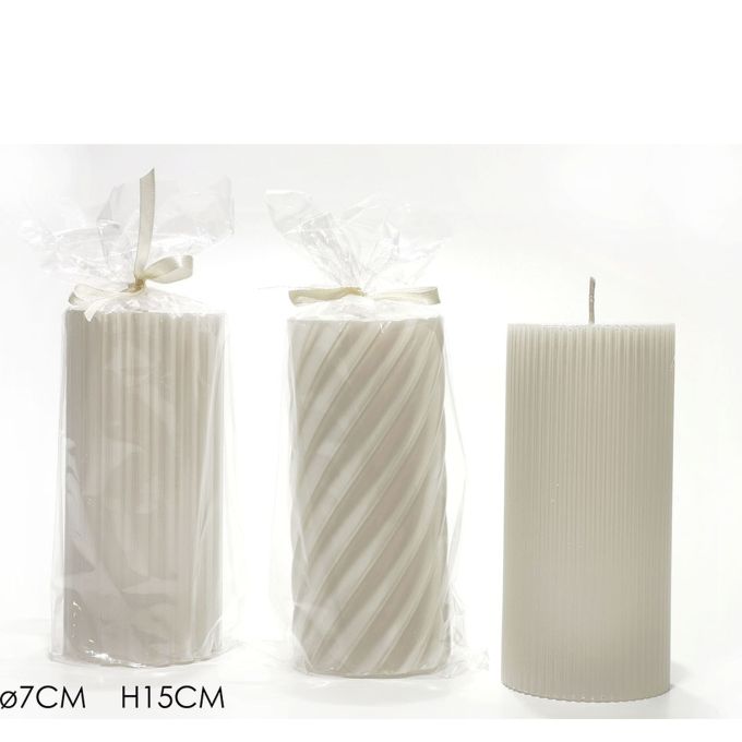 Χριστουγεννιάτικο Κερί Κυλινδρικό Λευκό Φ7x15cm