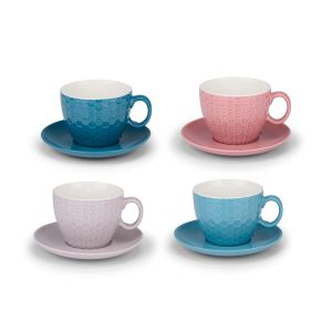 Σετ Φλιτζάνι & Πιατάκι 8Τμχ Σε 4 Χρώματα