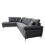 Καναπές Γωνιακός ArteLibre GLINDA Αριστερή Γωνία Γκρι Ύφασμα 282x197x90cm