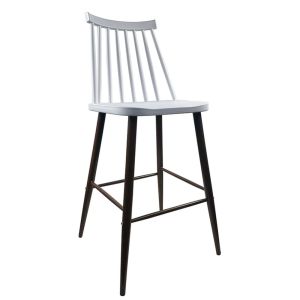 Σκαμπό Bar ArteLibre MARANTA Λευκό/Καρυδί PP/Μέταλλο 45x46x97cm