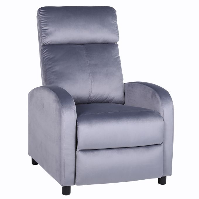 Πολυθρόνα Ανακλινόμενη ArteLibre TUREIS Γκρι Βελούδο 68x86x99cm