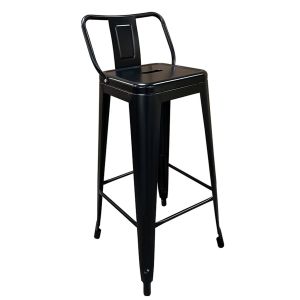 Σκαμπό Bar ArteLibre Βιομηχανικού Τύπου Vintage MOLERO Μαύρο Ματ Μέταλλο 43x43x94cm