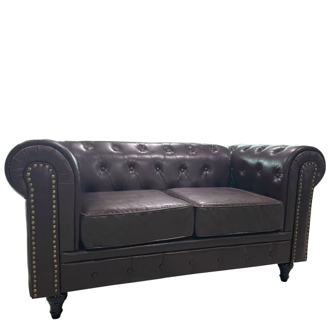 Καναπές Διθέσιος ArteLibre AVERY Σκούρο Καφέ PU 155x90x73cm