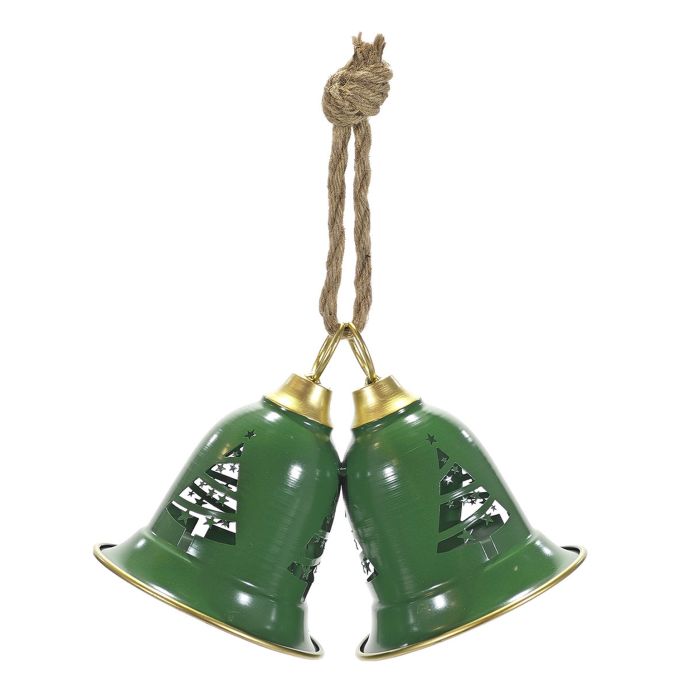 Χριστουγεννιάτικο Κρεμαστό Διακοσμητικό 2 Καμπάνες Πράσινο 19cm