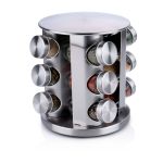 Βάση Μπαχαρικών Περιστρεφόμενη Ασημί Μεταλλική/Γυάλινη 19x23cm ALPINA