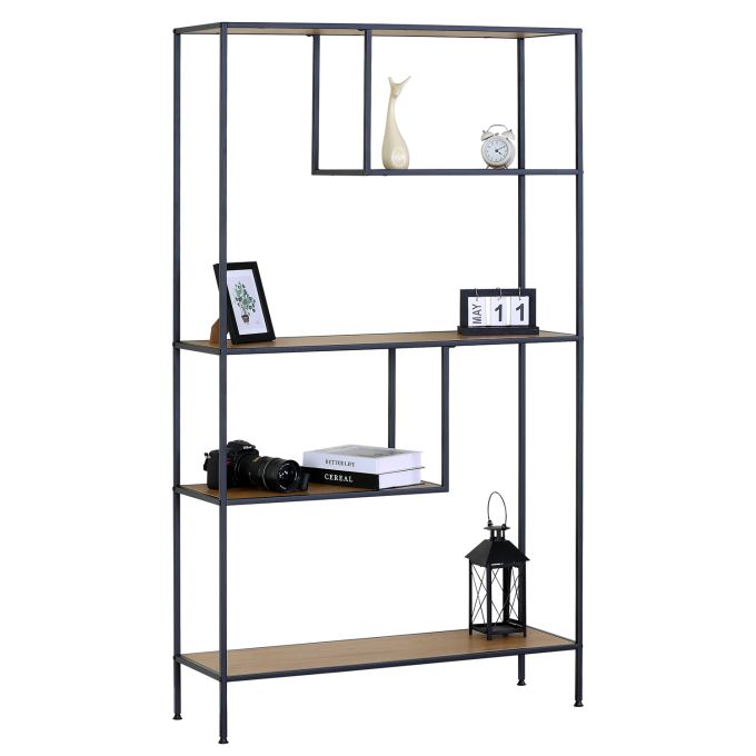 Βιβλιοθήκη ArteLibre YARWOOD Δρυς/Μαύρο Μοριοσανίδα/Μέταλλο 100x33x178cm