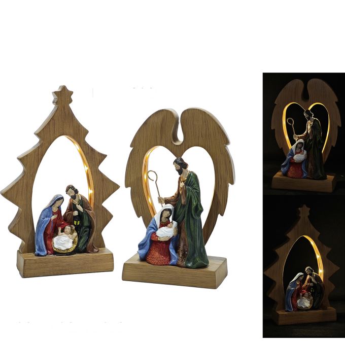 Χριστουγεννιάτικη Φάτνη Με Φως Θερμό 25cm Σε 2 Σχέδια