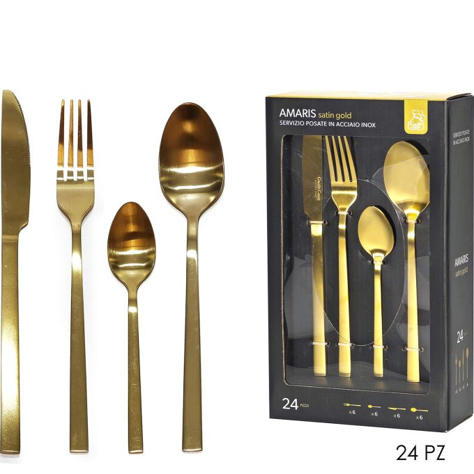 Σετ Μαχαιροπήρουνα Amaris Χρυσό Σατινέ 24Τμχ