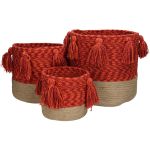 Καλάθι ArteLibre Κόκκινο Βαμβακερό 25x25x25cm Σετ 3Τμχ