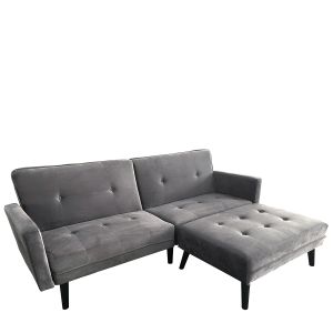 Καναπές Κρεβάτι Γωνιακός ArteLibre ALFVIN Γκρι Ύφασμα 211x158x83cm