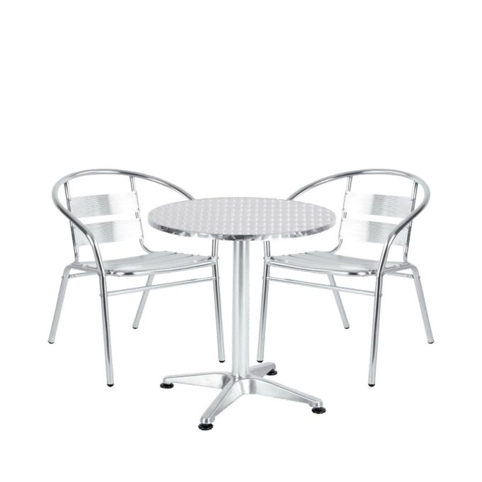 Σετ Τραπεζαρία Κήπου ArteLibre IO Αλουμίνιο Ασημί Με 2 Πολυθρόνες 14990090
