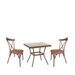 Σετ Τραπεζαρία Κήπου ArteLibre ANGOLA Μπαμπού Αλουμίνιο/Γυαλί Με 2 Καρέκλες 14990212