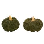 Διακοσμητικό Αντικείμενο Κολοκύθα 'Pumpkin' Ύφασμα/Ξύλο Πράσινο 2Τμχ 12x16cm