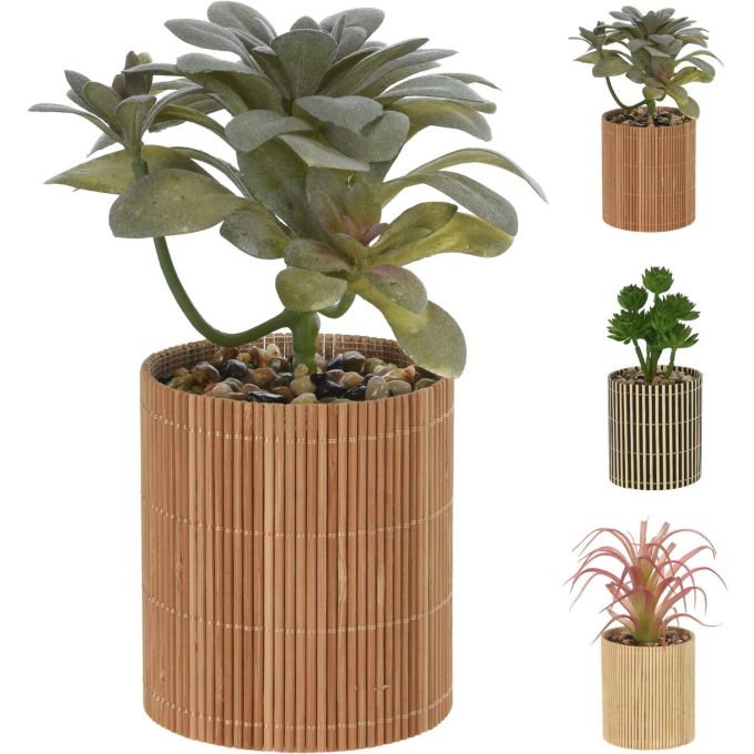 Φυτό Τεχνητό ArteLibre Σε Μπαμπού/PP Γλαστράκι 8x8x19cm Σε 3 Συνδυασμούς