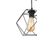 Φωτιστικό Κρεμαστό ArteLibre LOR Τρίφωτο Μαύρο Μέταλλο 45x95cm