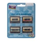 Μαγνήτης Ψυγείου Ρετρό Κασσέττα Μαύρο Πλαστικό 3x4.2cm Σετ 4Τμχ