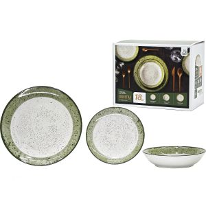 Σετ Πιάτων Demetra Πράσινο/Λευκό Πορσελάνη 26.7cmx20.3cmx19.1cm 18Τμχ