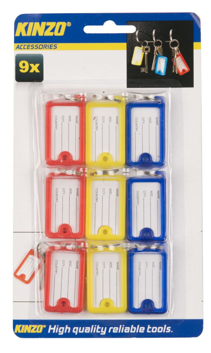 Μπρελόκ Κλειδιών Ταμπελάκια ΚΙΝΖΟ Διάφορα Χρώματα 13x2x22cm Σετ 9τμχ