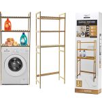 Ραφιέρα Για Πλυντήριο Με 3 Ράφια Φυσικό Μπαμπού 63x26x162cm