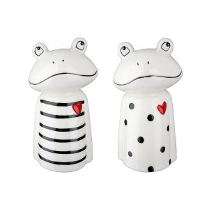 Διακοσμητικό ArteLibre Βάτραχος Λευκό/Μαύρο Πορσελάνη 7x9.5x16.5cm Σε 2 Σχέδια