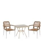 Σετ Τραπεζαρία Κήπου ArteLibre ANGOLA Λευκό Αντικέ Με 2 Πολυθρόνες 14990270