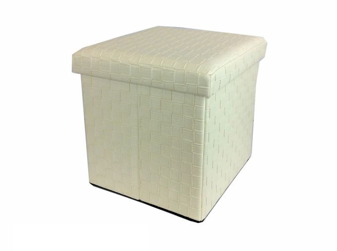 Σκαμπό Με Αποθηκευτικό Χώρο Μπεζ Δέρμα 38x38x38cm