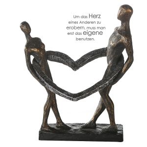 Διακοσμητικό ArteLibre Φιγούρες Κρατούν Καρδιά Μπρονζέ/Ασημί Polyresin 13x26x31cm