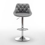 Σκαμπό Bar ArteLibre JORDO Με Πλάτη Πτυσσόμενο Γκρι Βελούδο/Μέταλλο 46x46x83-105cm