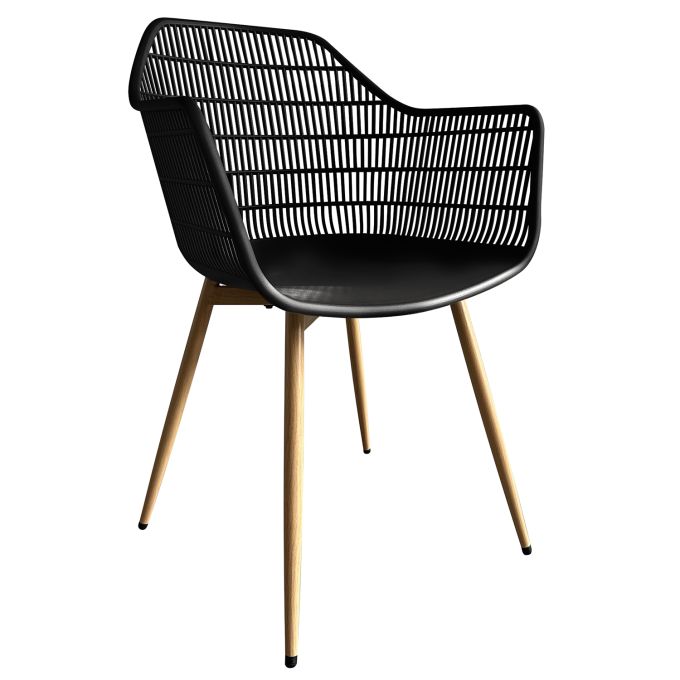 Πολυθρόνα Κήπου ArteLibre KOPHIPHI Μαύρο/Φυσικό PP/Μέταλλο 53x58x86.5cm