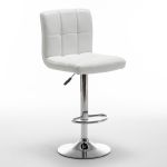 Σκαμπό Bar ArteLibre DIN Με Πλάτη Πτυσσόμενο Λευκό PVC/Μέταλλο 44x50x92-113cm