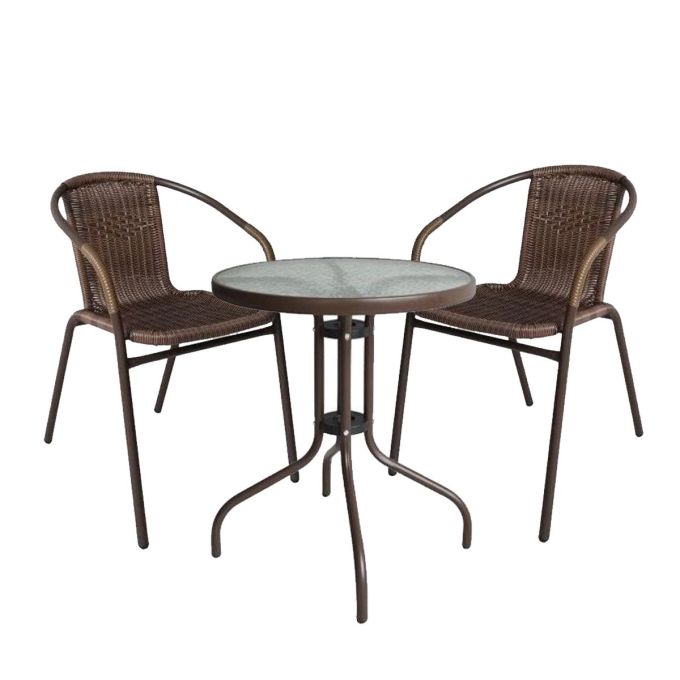 Σετ Τραπεζαρία Κήπου ArteLibre EARTH Μέταλλο Καφέ Με 2 Πολυθρόνες