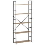 Ραφιέρα ArteLibre DARROW Με 5 Ράφια Δρυς/Μαύρο Μοριοσανίδα/Μέταλλο 58.6x23.5x144cm