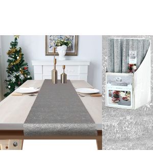 Χριστουγεννιάτικος Runner Τραπεζιού Ασημί 40x180cm