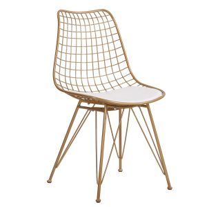 Καρέκλα Μεταλλική ArteLibre FAGUS Με Μαξιλάρι Χρυσό 49x58x83.5cm