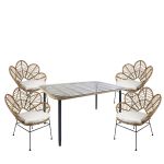 Σετ Τραπεζαρία Κήπου ArteLibre ANNIUS Φυσικό/Μαύρο Μέταλλο/Rattan/Γυαλί Με 4 Καρέκλες 14990317