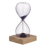 Κλεψύδρα 1 Λεπτού Με Μαγνητική Άμμο Σε Ξύλινη Βάση Διάφανο/Μοβ Γυαλί 16cm