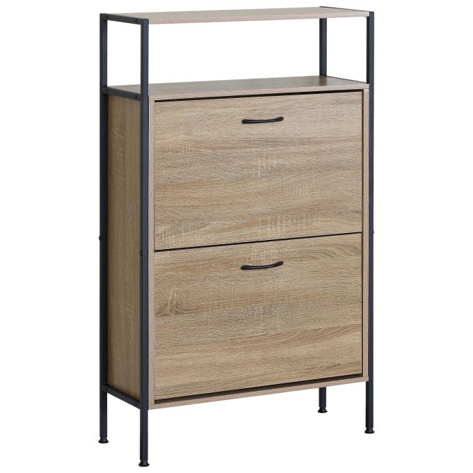 Παπουτσοθήκη ArteLibre ALDERWYN Δρυς/Μαύρο Μοριοσανίδα/Μέταλλο 63x24x105cm