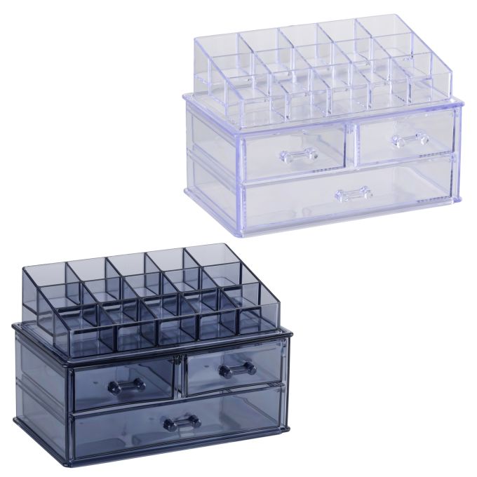 Οργανωτής Καλλυντικών Διπλός Διαφανής/Γκρι Σε 2 Χρώματα