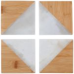 Σουβέρ 4Τμχ Μπαμπού/Μάρμαρο 2 Σχέδια ALPINA