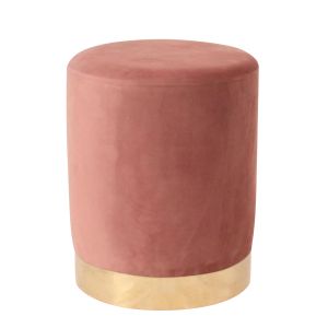 Σκαμπό ArteLibre MILTONIA Με Μεταλλική Βάση Ροζ Βελούδο 32x32x41cm