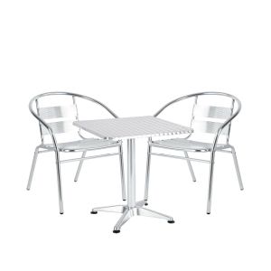 Σετ Τραπεζαρία Κήπου ArteLibre CALLISTO Αλουμίνιο Ασημί Με 2 Πολυθρόνες 14990098