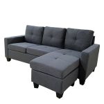 Καναπές Γωνιακός ArteLibre IDRIL Αναστρέψιμος Γκρι Ύφασμα 205x162x84cm