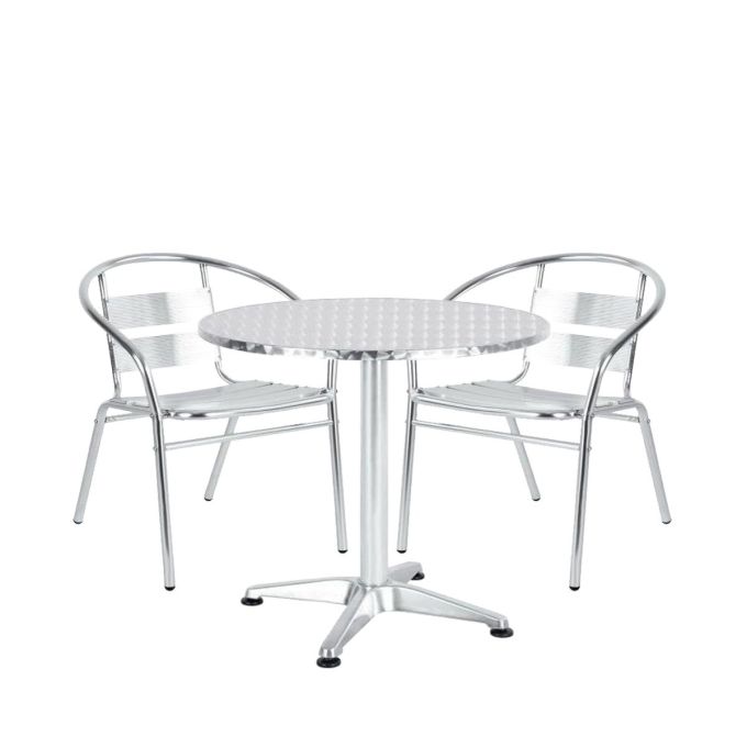 Σετ Τραπεζαρία Κήπου ArteLibre IO Αλουμίνιο Ασημί Με 2 Πολυθρόνες 14990094