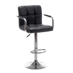 Σκαμπό Bar ArteLibre RANCOR Με Πλάτη Πτυσσόμενο Μαύρο PVC/Μέταλλο 51x50x83-105cm